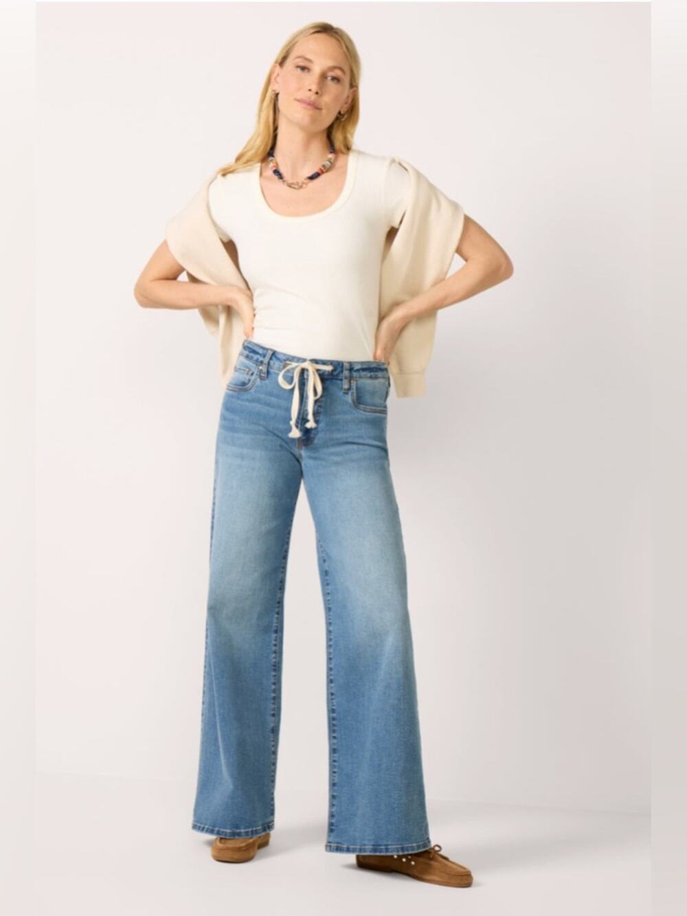 Kut from the kloth petite maya drawstring wide leg jeans